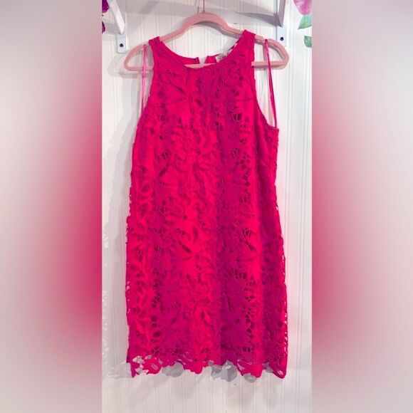 Eliza J. Vibrant Pink Lace Dress Sz 12 - Picture 1 of 6